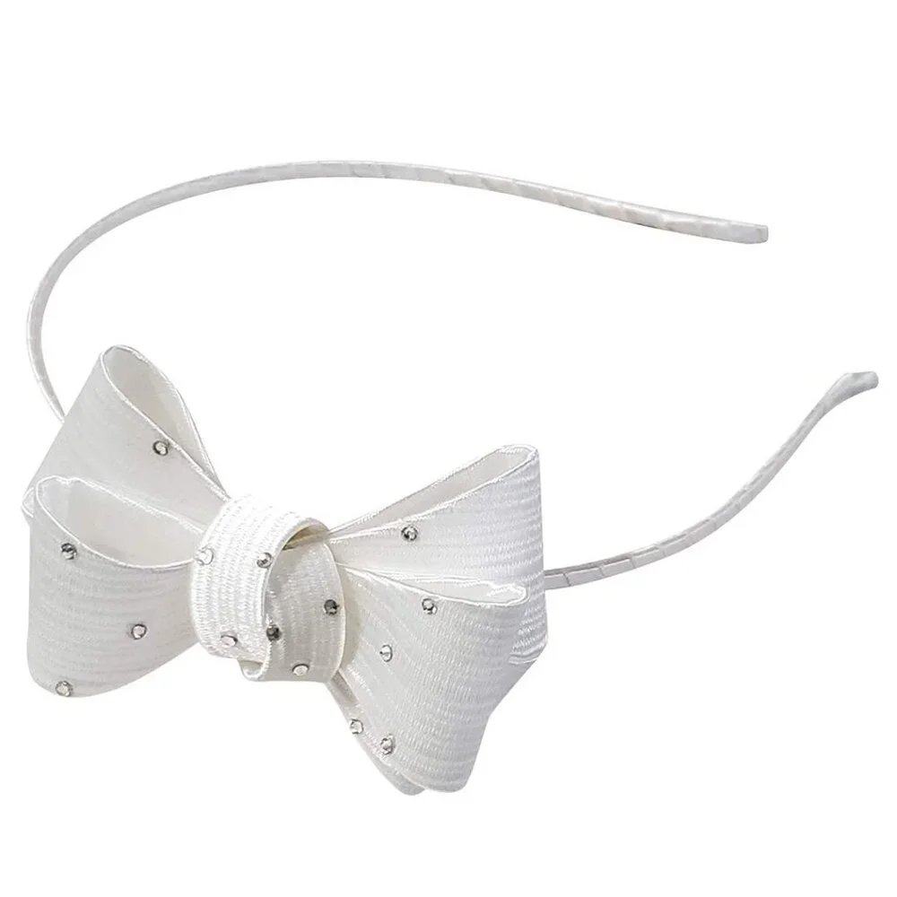 Satin Bow Headband with Rhinestones for Formal Events